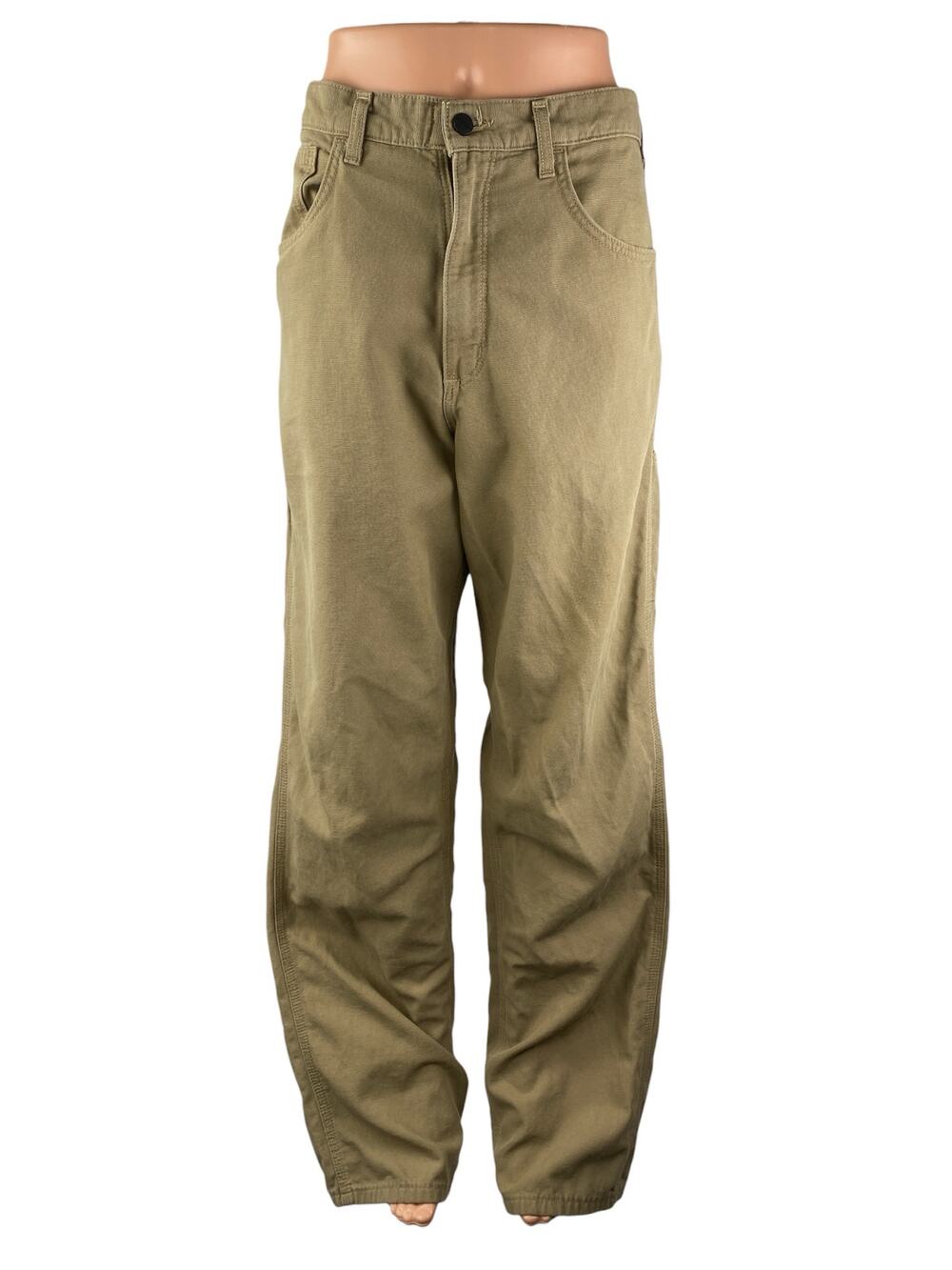 Carhartt Khaki High Rise Barrel Carrot Baggy Wide Leg Denim Jeans Pants Sz 34/36